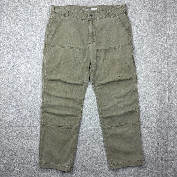Carhartt Pants Mens 38x30 Gray Rugged Flex Double Front Utility Canvas Work - Picture 1 of 13